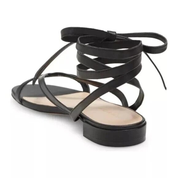 Stuart Weitzman Anita Black Leather Strappy Lace-Up Sandals For Women Sz 11 - Picture 2 of 8